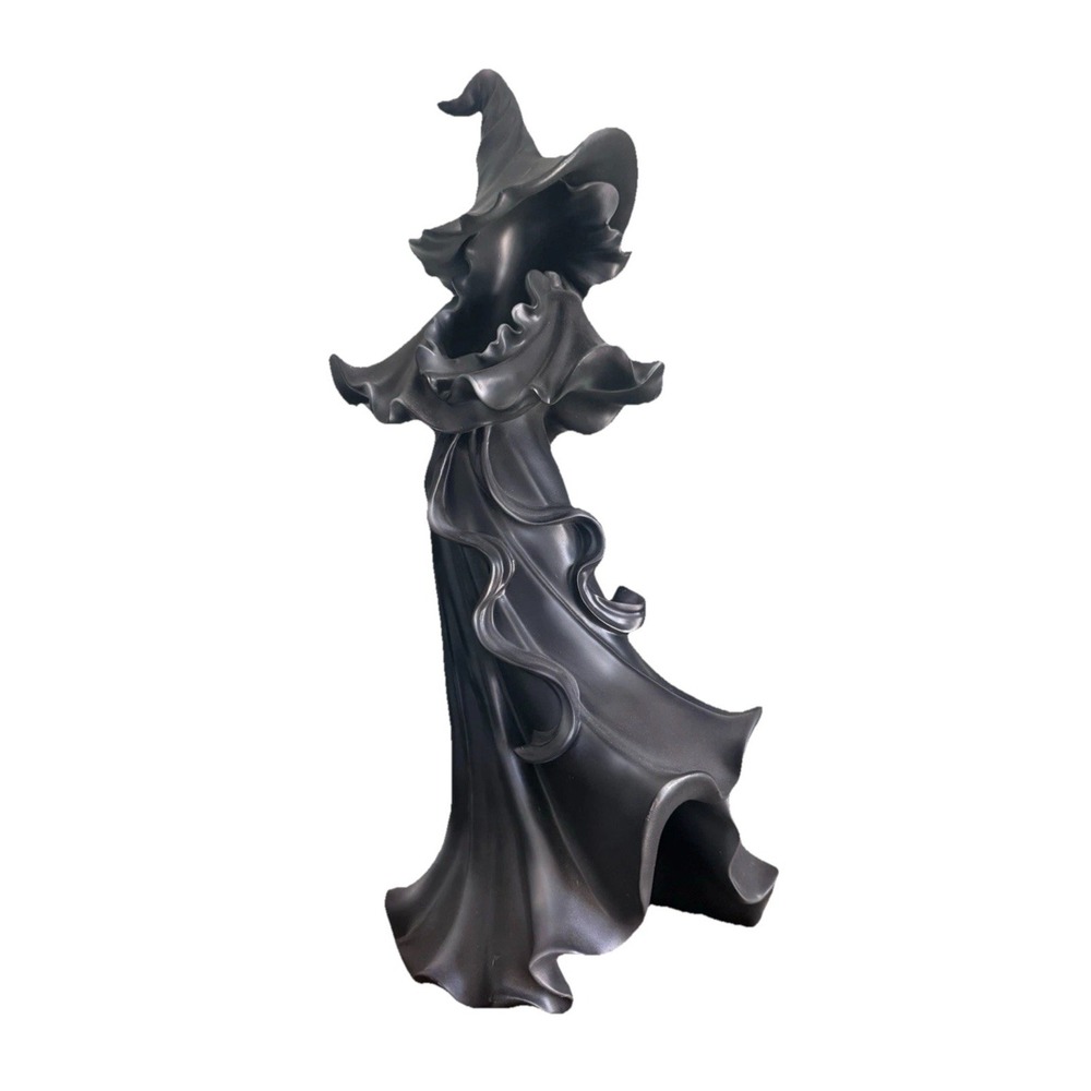 Cracker Barrel Black Witch W/ LED Lantern Gothic Spooky Halloween Decor Heavy